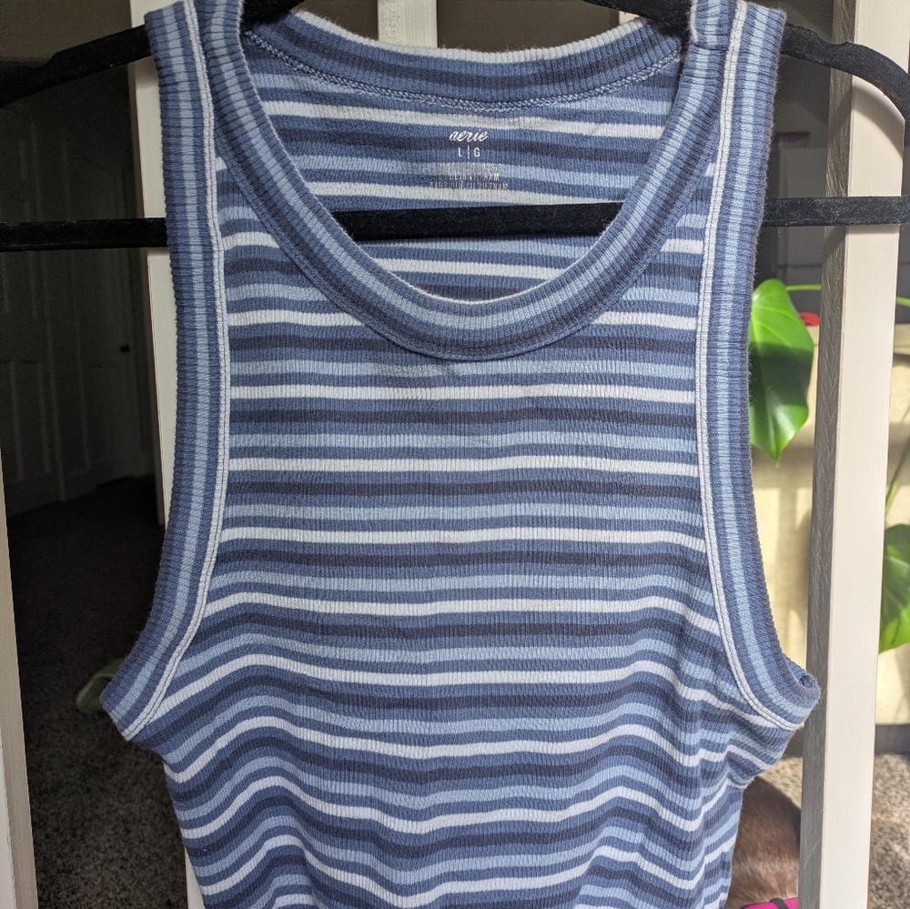 Aerie Blue Striped Women's Tank Top